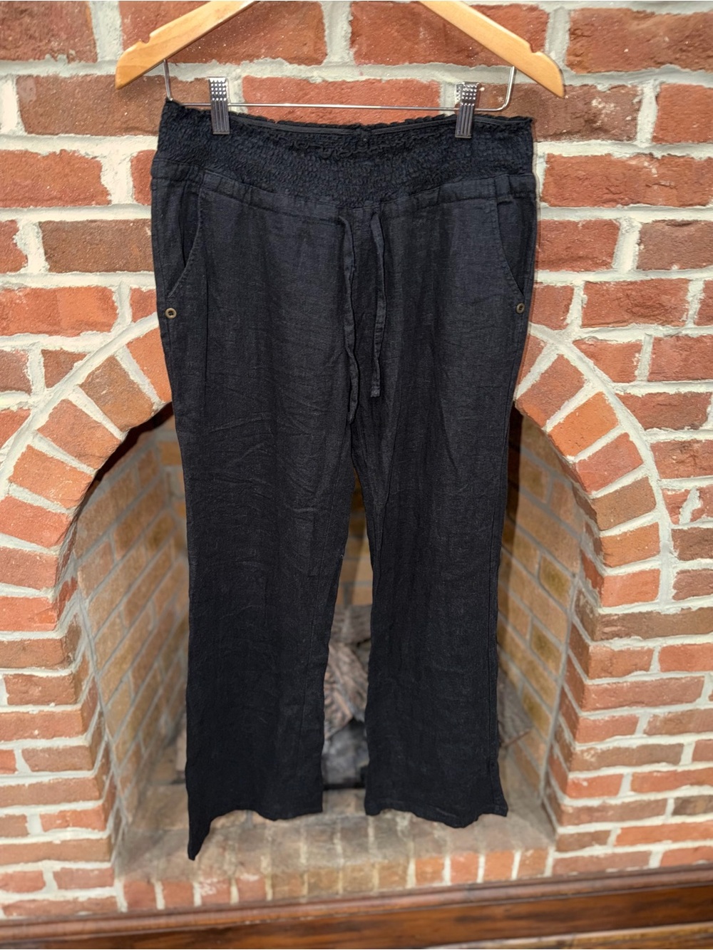 Love Tree Black Straight-Leg Drawstring Pants